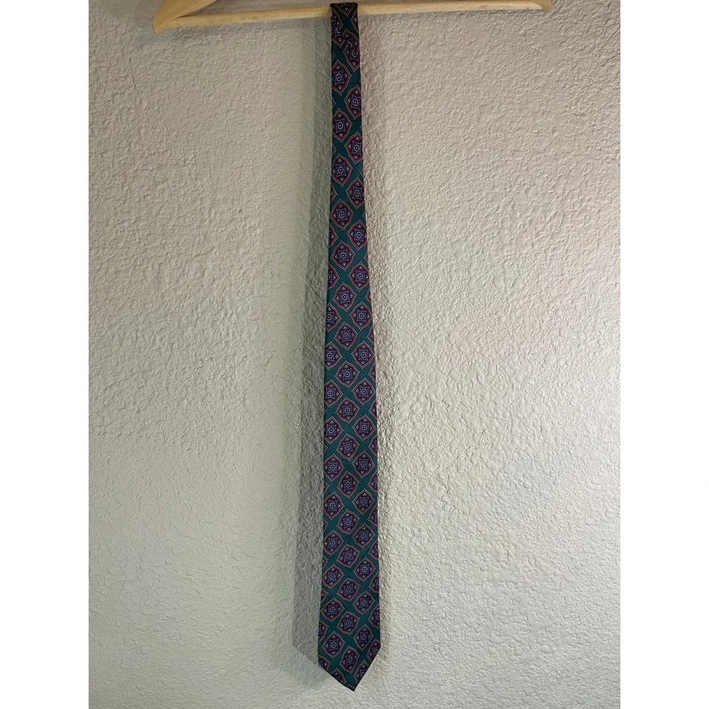 Vintage‎ Bert Pulitzer for Garfinckel's Men's Necktie Green Blue Red Diamond